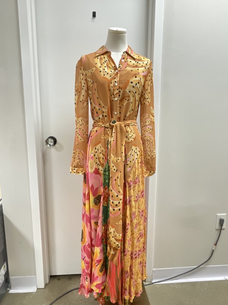 Farm Rio Banana Floral Button Up Maxi Dress
