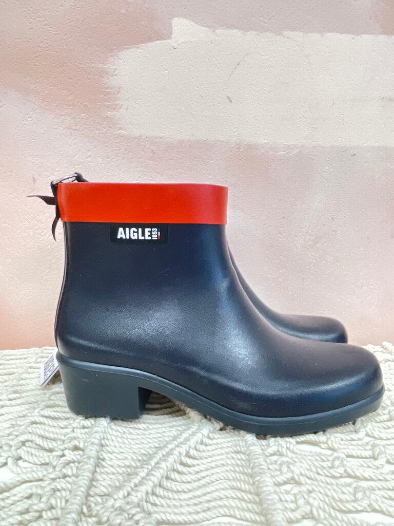 Aigle Navy Rubber Bootie NWT