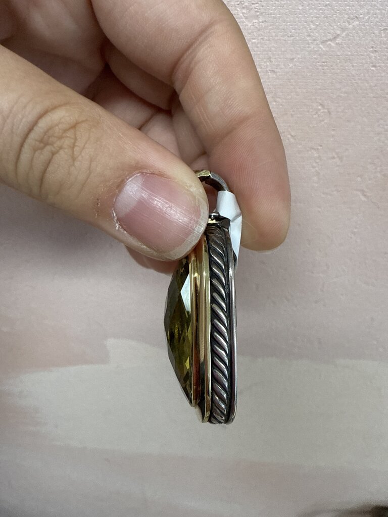 David Yurman Silver and 18k Peridot Elongated Albion Pendant