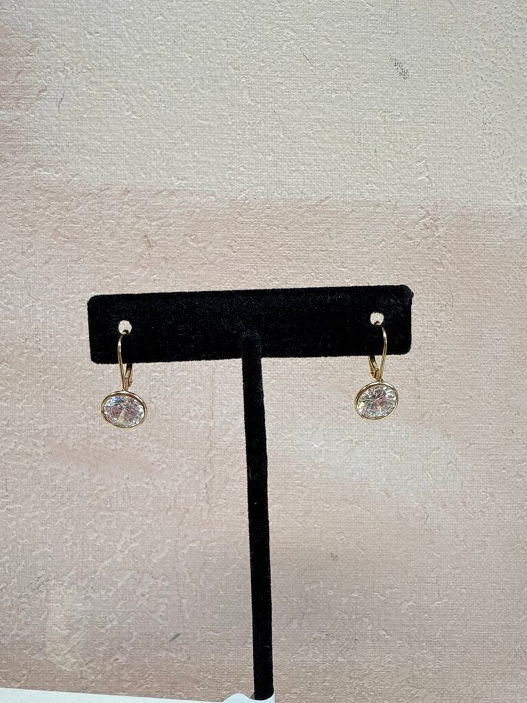 14k and CZ Drop Solitaire Earring