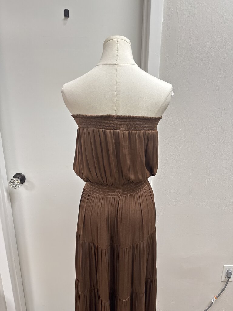 Evereve Brown Strapless Tiered Dress