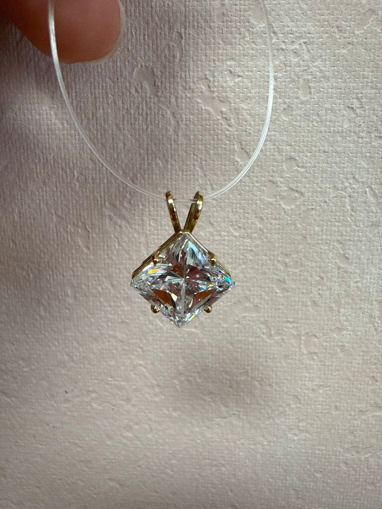 14k and CZ Square Pendant
