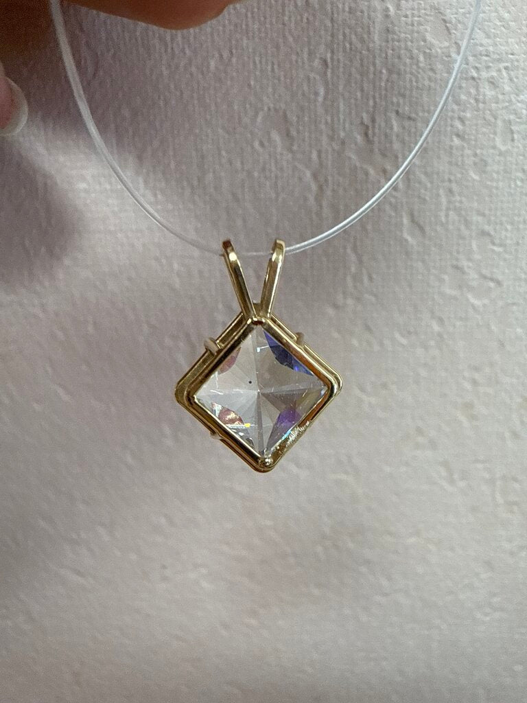 14k and CZ Square Pendant