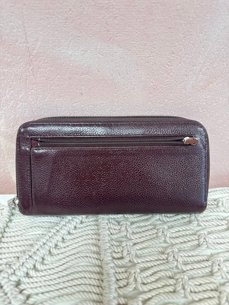 Chanel Maroon Vintage Zip Around Wallet '06-08