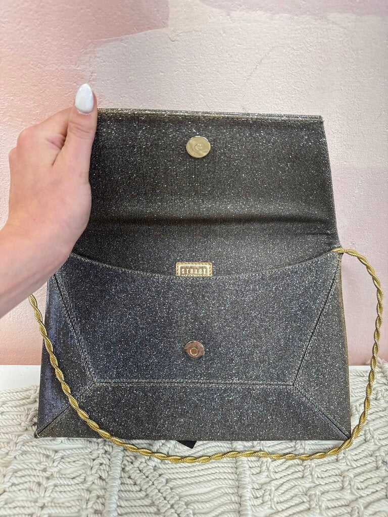 Stuart Weitzman Pewter Glitter Clutch