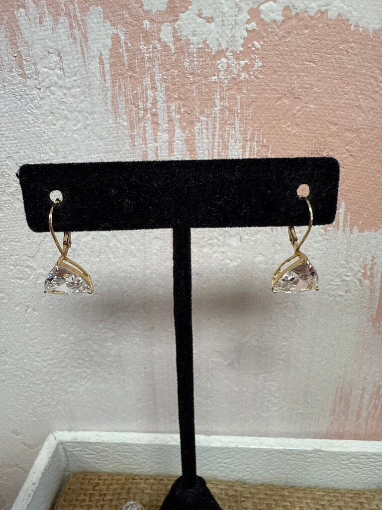 14k Triangle Drop Earring