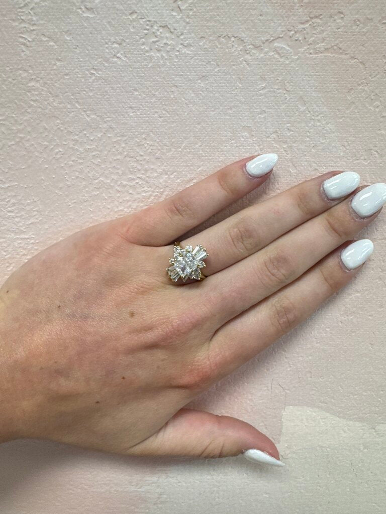 Costume Diamond Antique Ring 14K