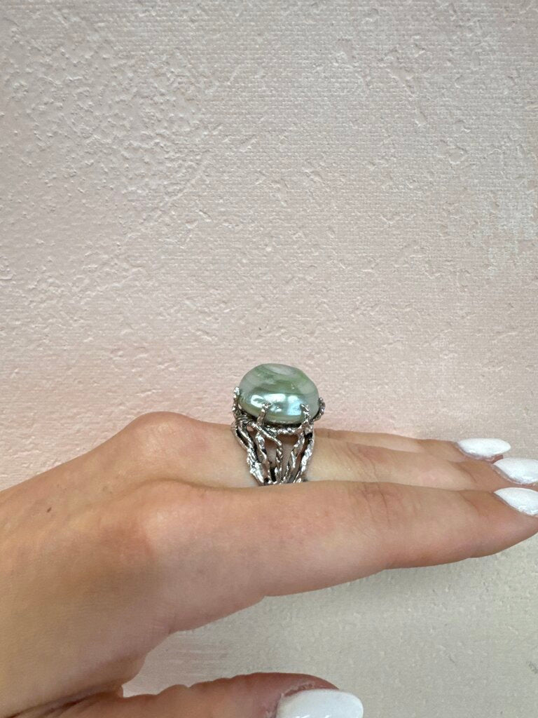 Costume Grey Pearl Cocktail Ring