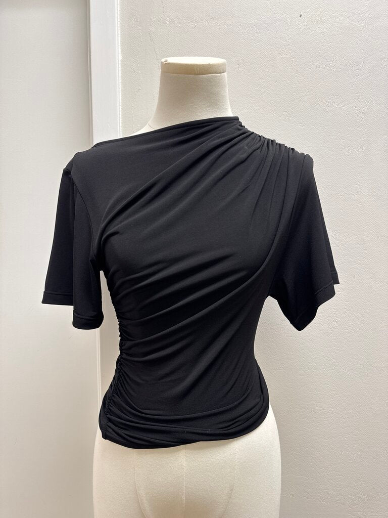 khy Black Ruched Crew Tee NWT