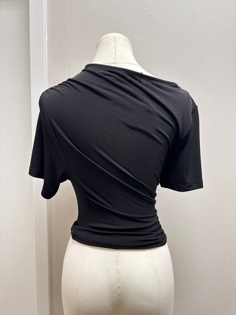 khy Black Ruched Crew Tee NWT
