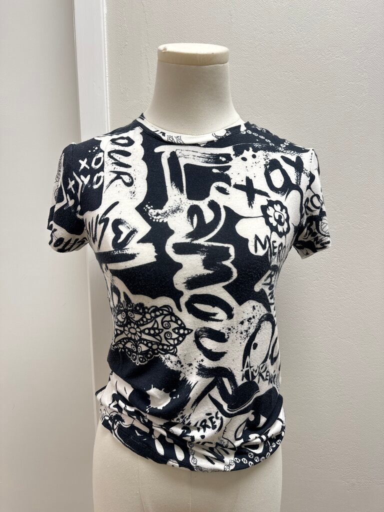 L'Agence Black and White Graphic Print Tee
