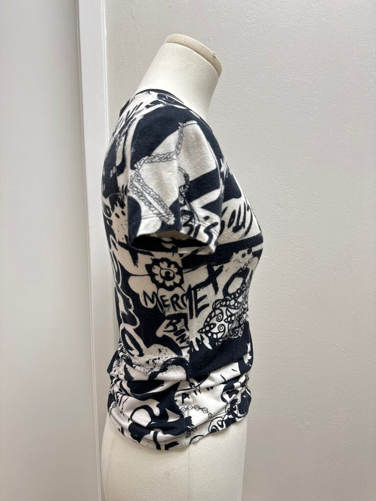L'Agence Black and White Graphic Print Tee