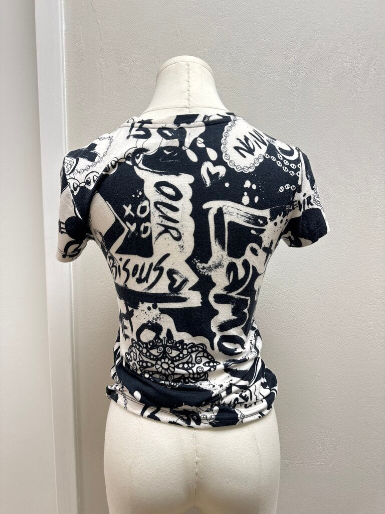 L'Agence Black and White Graphic Print Tee