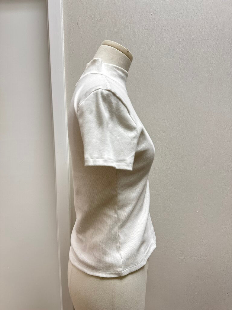 Maeve White Ribbed Mock Neck NWT