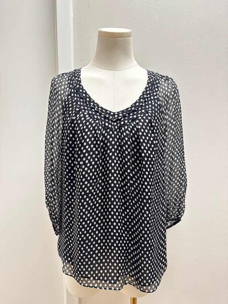 DVF Black and White Polka Dot Blouse