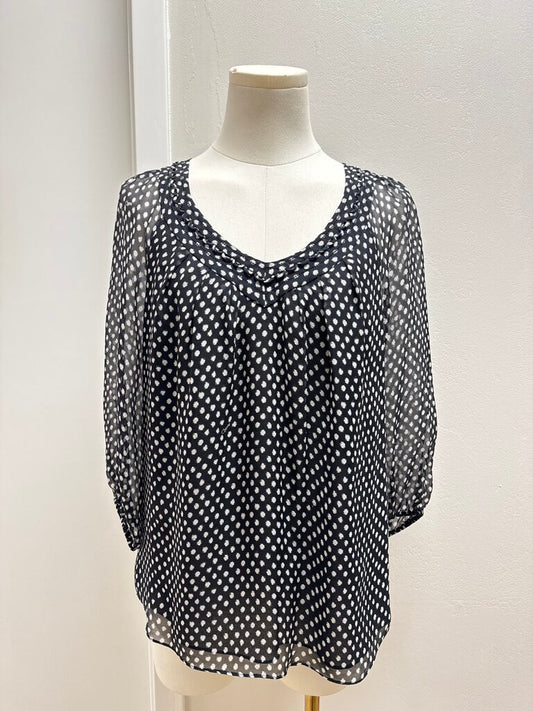 DVF Black and White Polka Dot Blouse