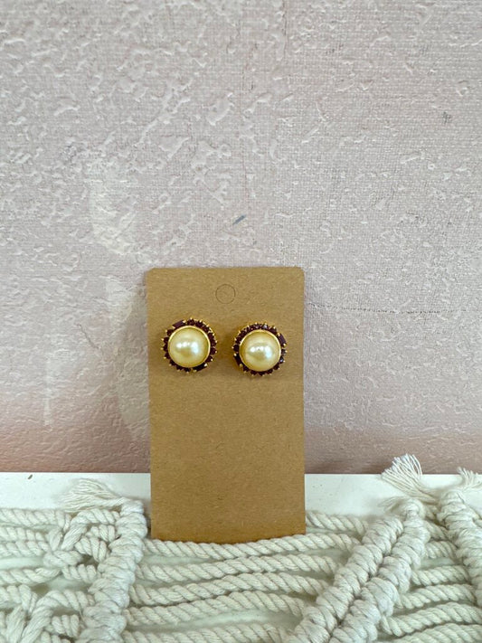 Costume Pearl and Ruby Earring