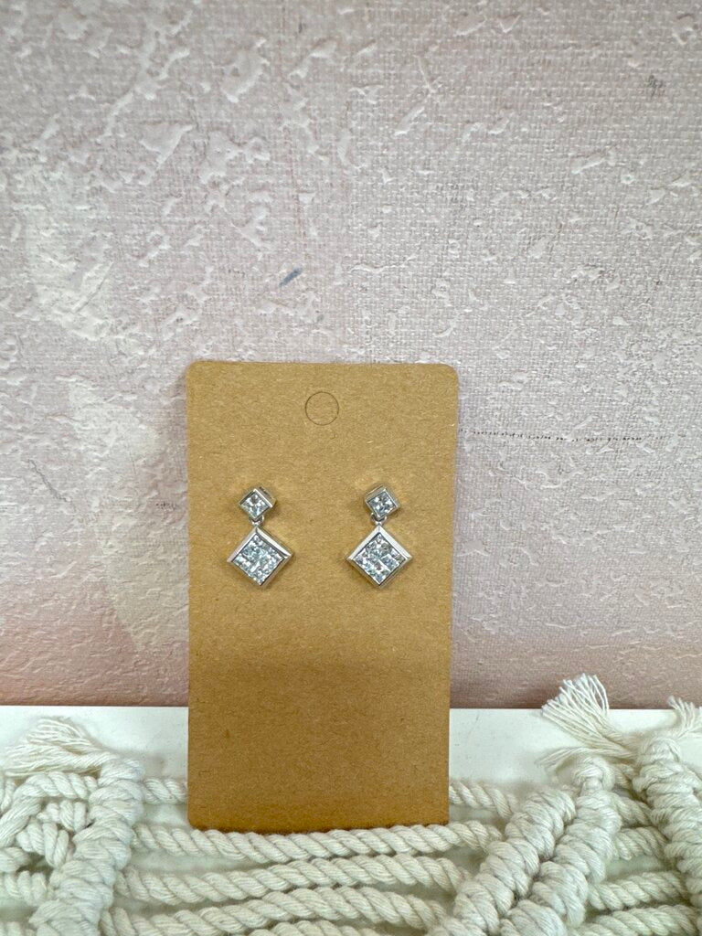 Costume Diamond Square Drop Earring