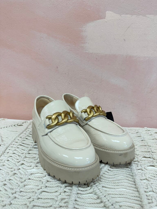 Nero Giardini Beige Patent Lug Sole Loafer