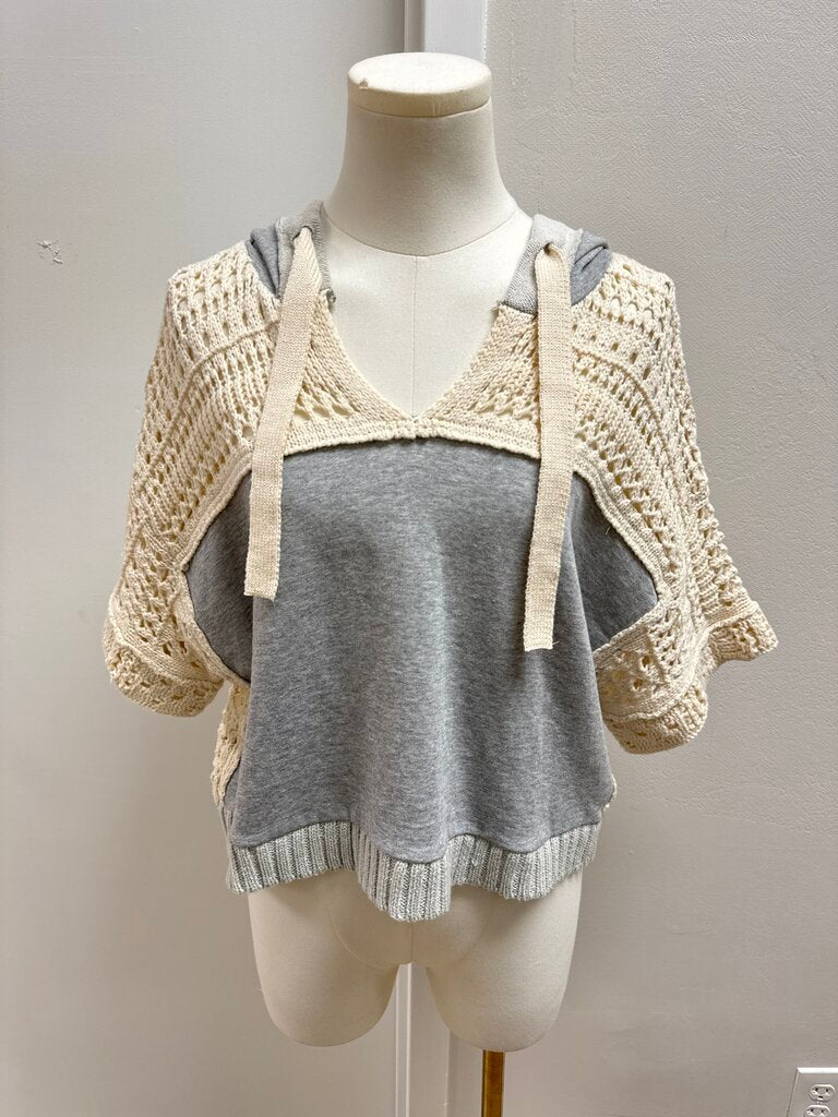 Vintage Havana Grey Crochet Hoodie