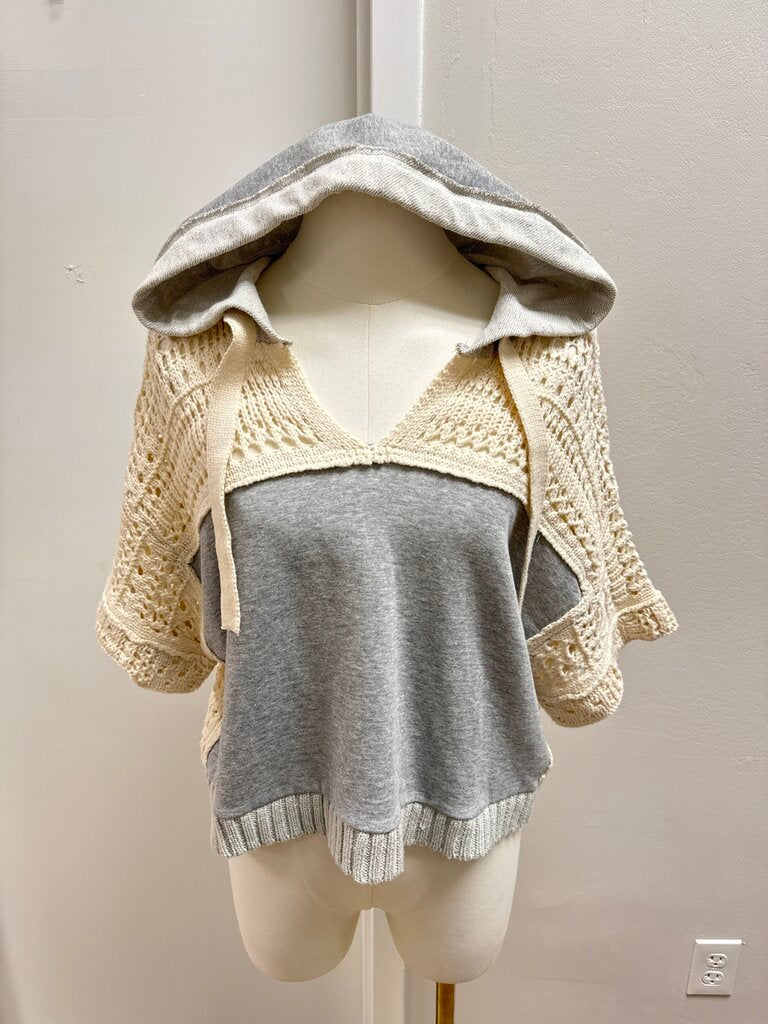 Vintage Havana Grey Crochet Hoodie