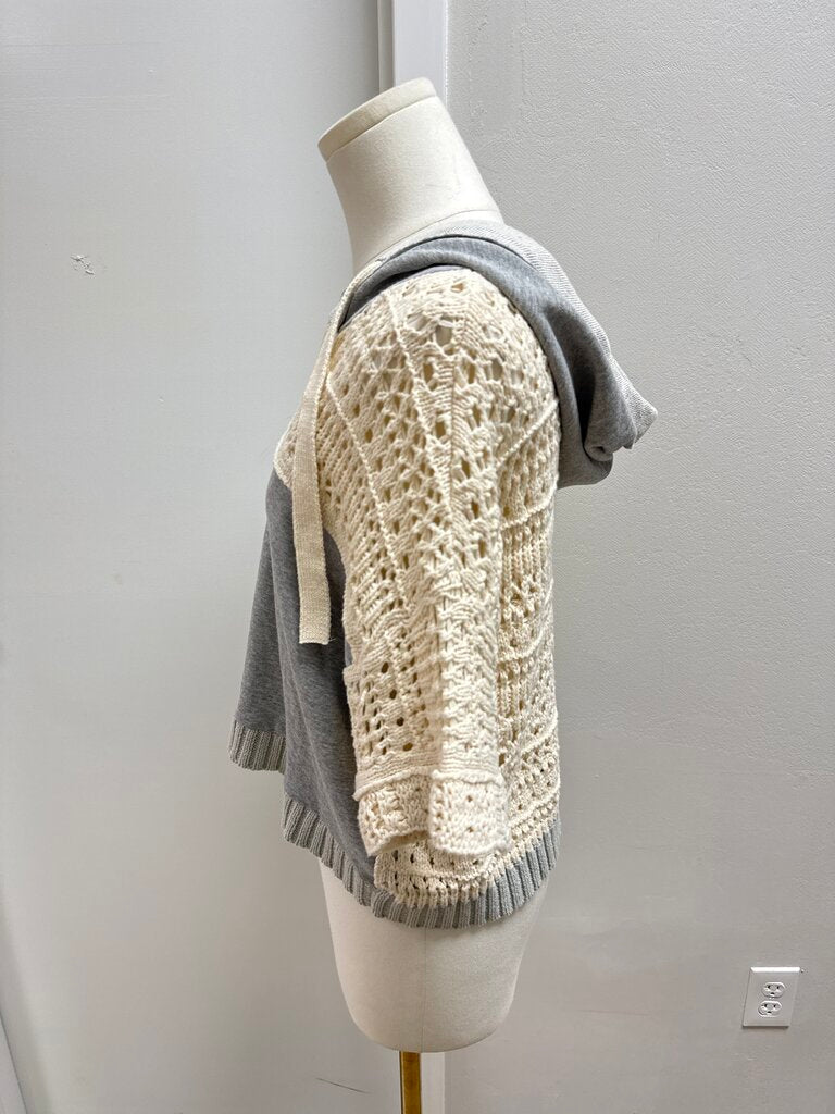 Vintage Havana Grey Crochet Hoodie