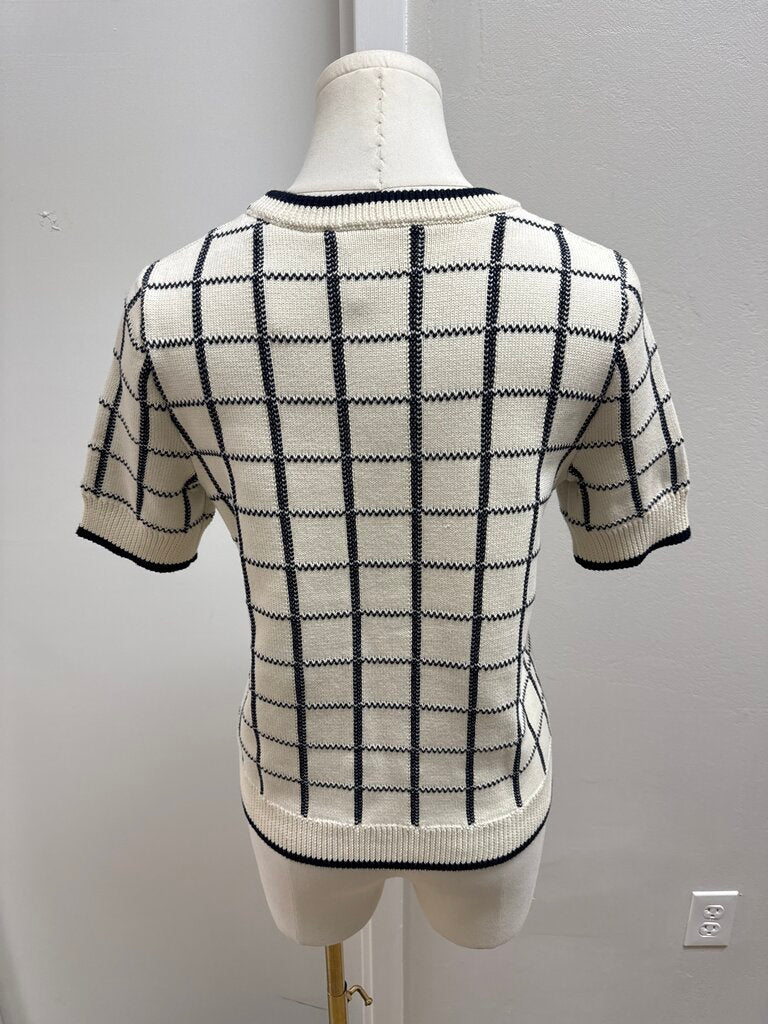 Veronica Beard Cream Check Tee