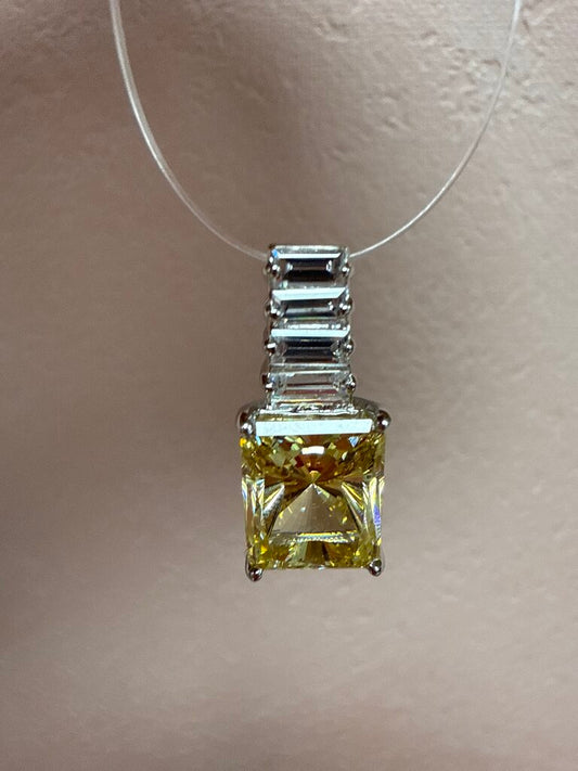 Costume Yellow Stone Square Pendant
