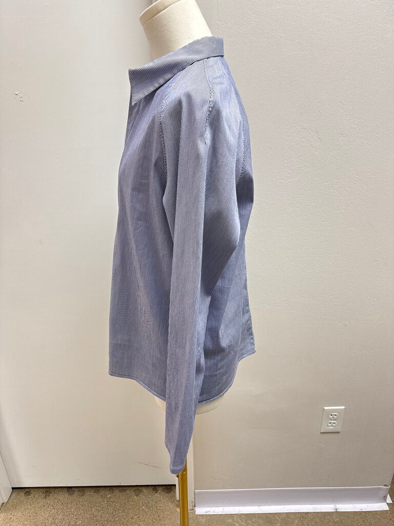 Theory Blue Striped 1/2 Zip Top