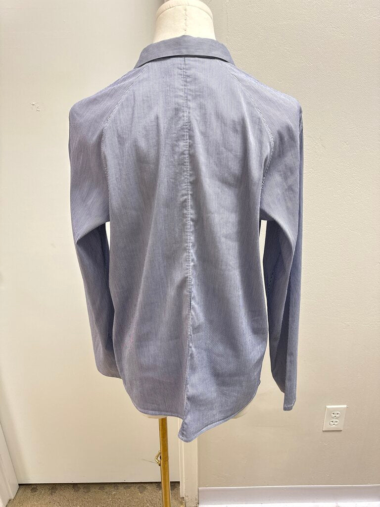 Theory Blue Striped 1/2 Zip Top
