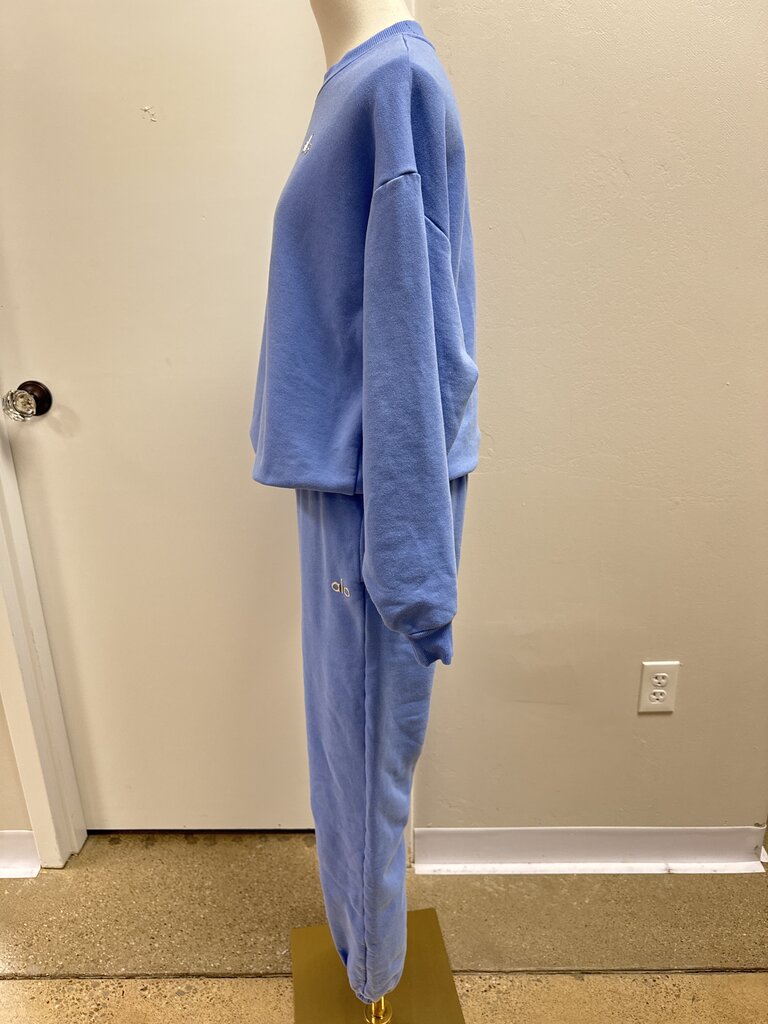 Alo Cornflower Blue Sweatshirt and Sweatpants Set