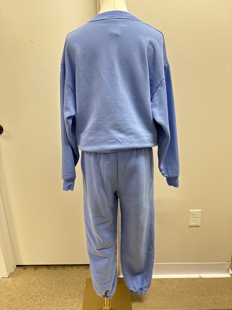 Alo Cornflower Blue Sweatshirt and Sweatpants Set