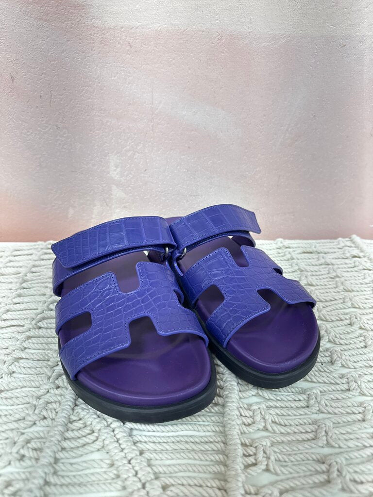 Hermes Purple Chypre Crocodile Sandal