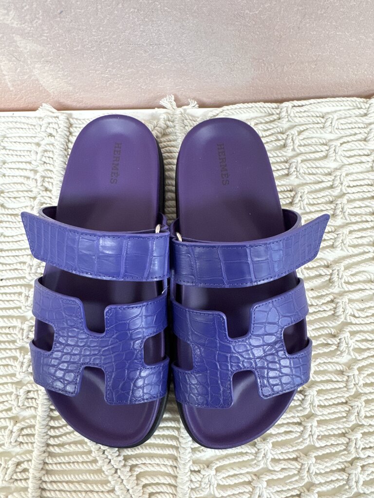 Hermes Purple Chypre Crocodile Sandal