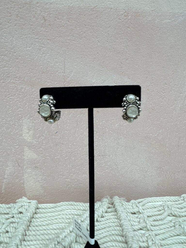 Stephen Dweck Silver and Pearl Hoop Earring