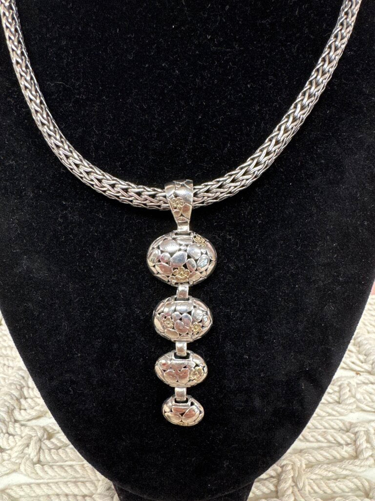 John Hardy Silver Kali Dot Pendant and Necklace