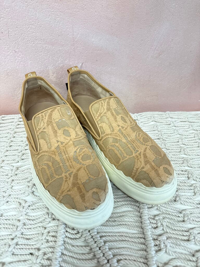 Chloe Blush Lace Slip On Sneaker