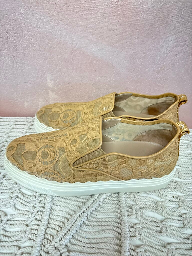 Chloe Blush Lace Slip On Sneaker