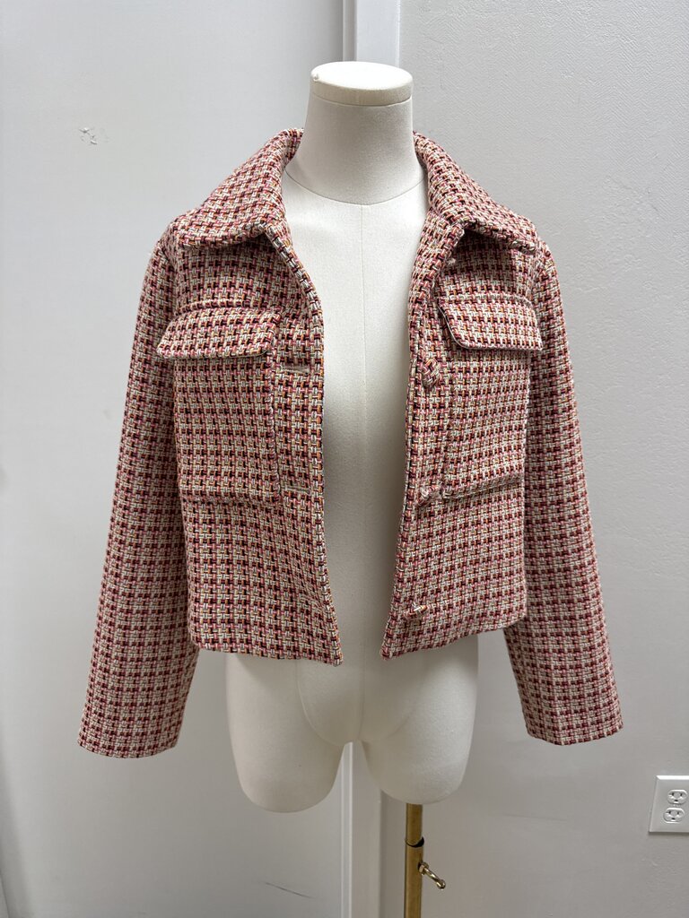 Maeve Oange Tweed Cropped Jacket NWT