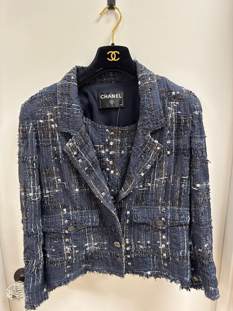 Chanel Blue Tweed Vintage Jacket and Shell Tank