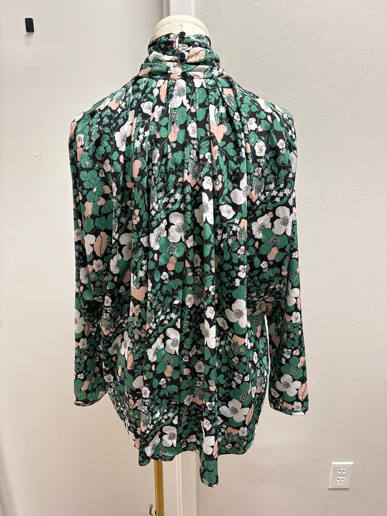 Smythe Green Floral Pleated Blouse