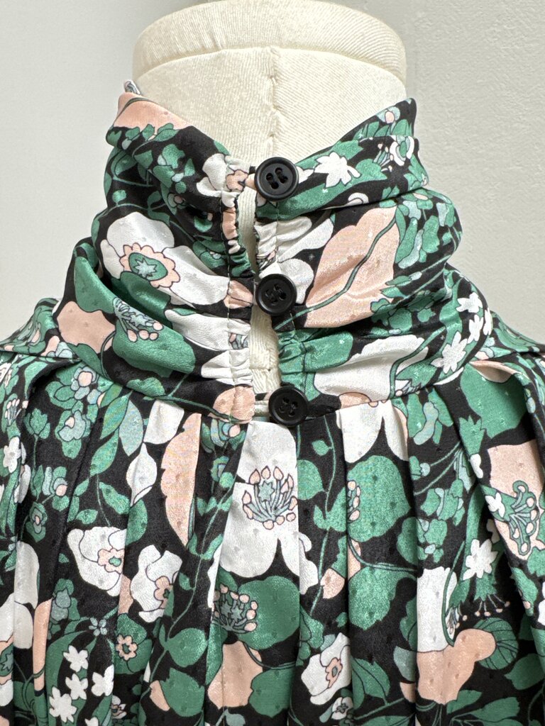 Smythe Green Floral Pleated Blouse