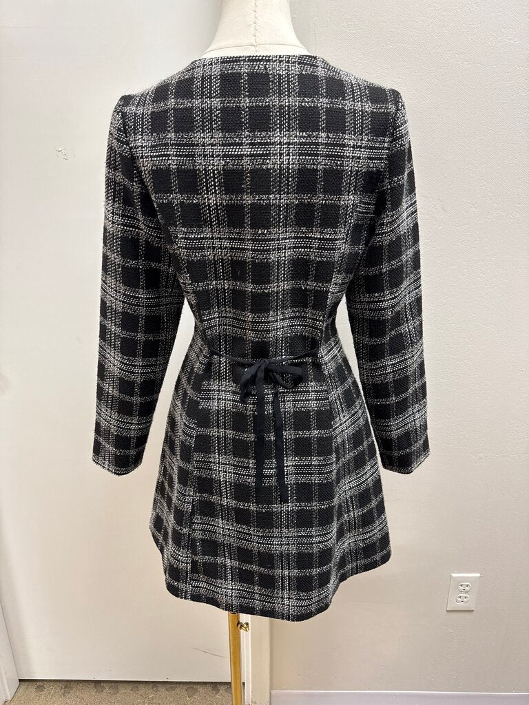 Reformation Black Plaid Tweed Midi Dress
