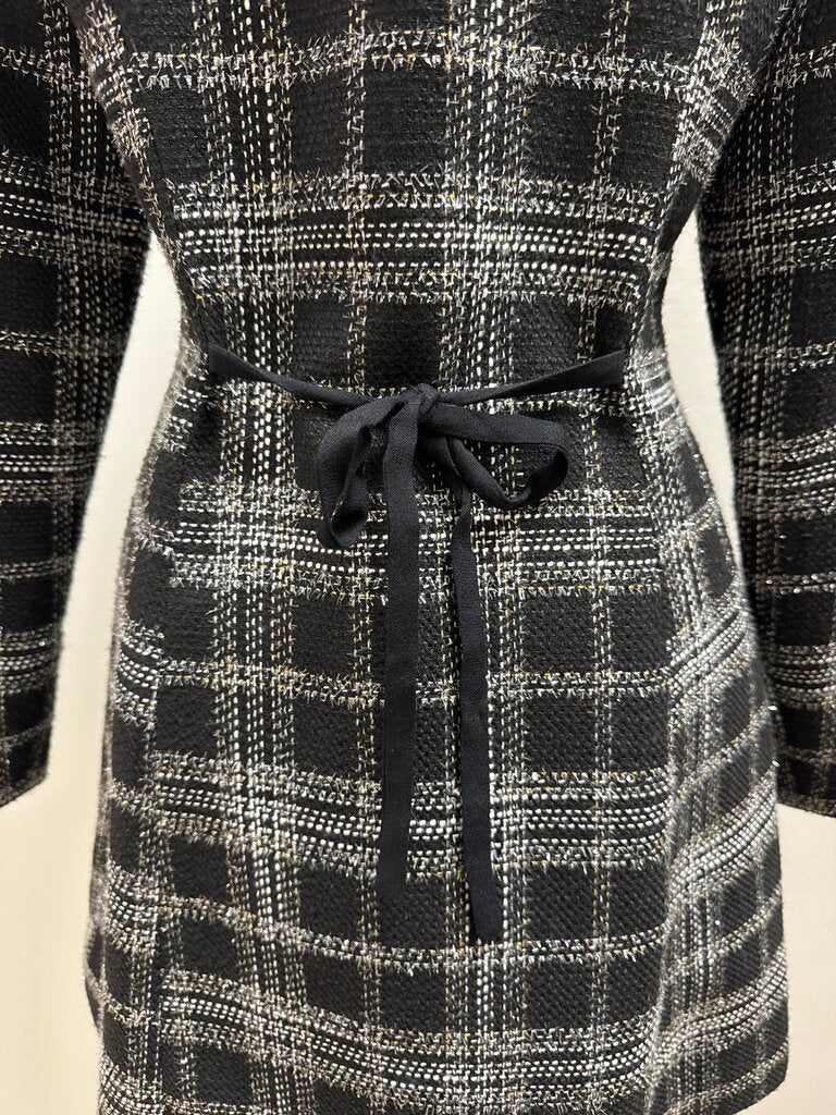 Reformation Black Plaid Tweed Midi Dress