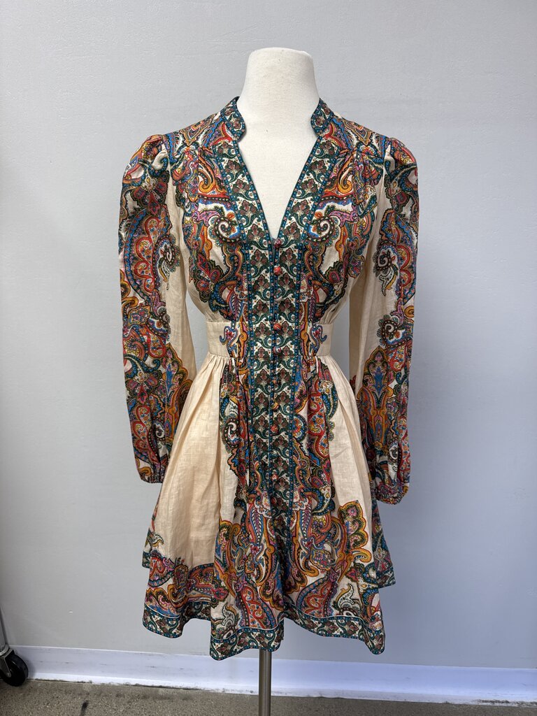 Zimmermann Apricot Floral Linen Dress