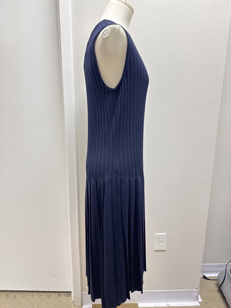 St John Navy Knit Ribbed Dress NWT