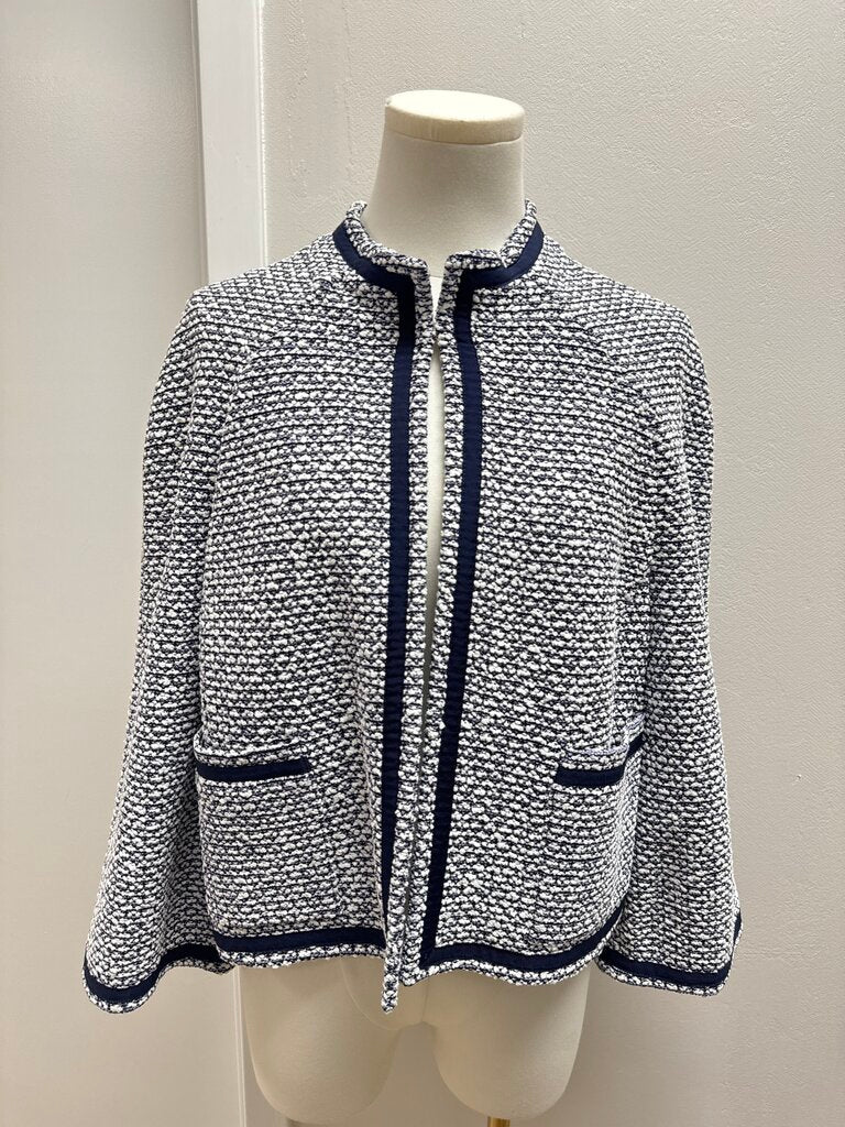 St John Blue and White Knit Jacket NWT