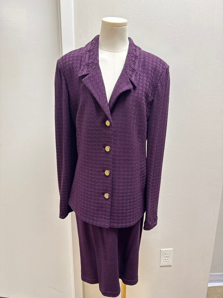 St John Plum Knit Skirt Suit NWT