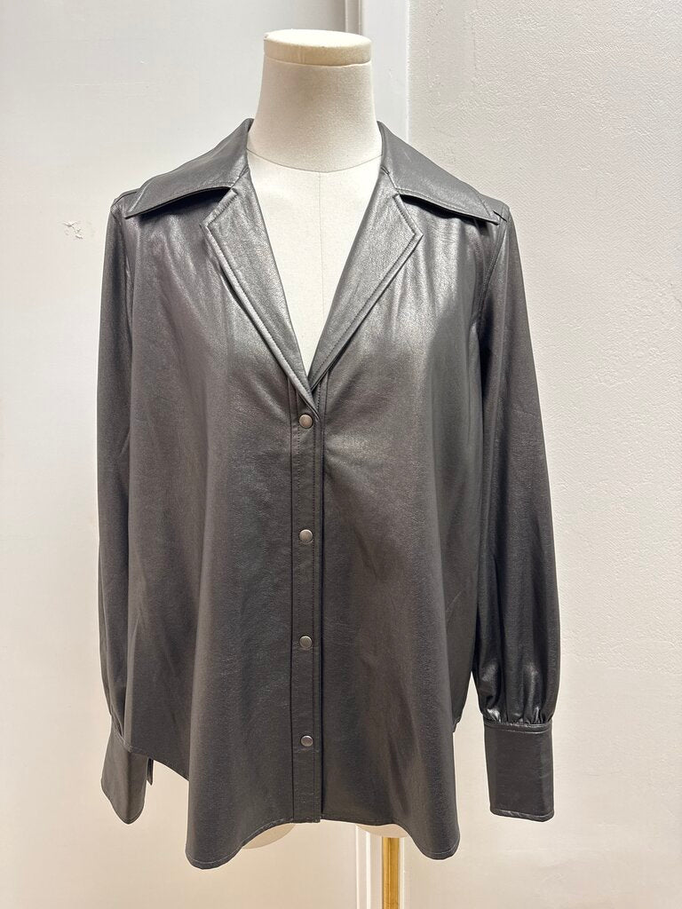 Brochu Walker Pewter Faux Leather Top