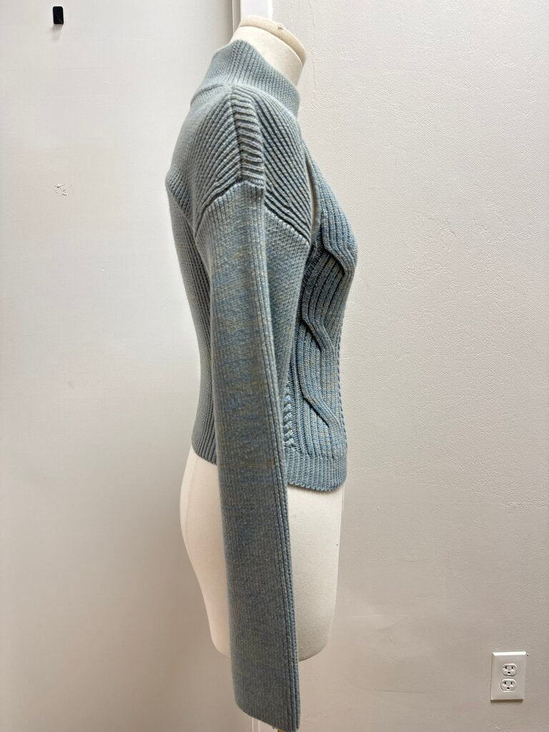 Jonathan Simkhai Blue Marled Mock Neck Sweater